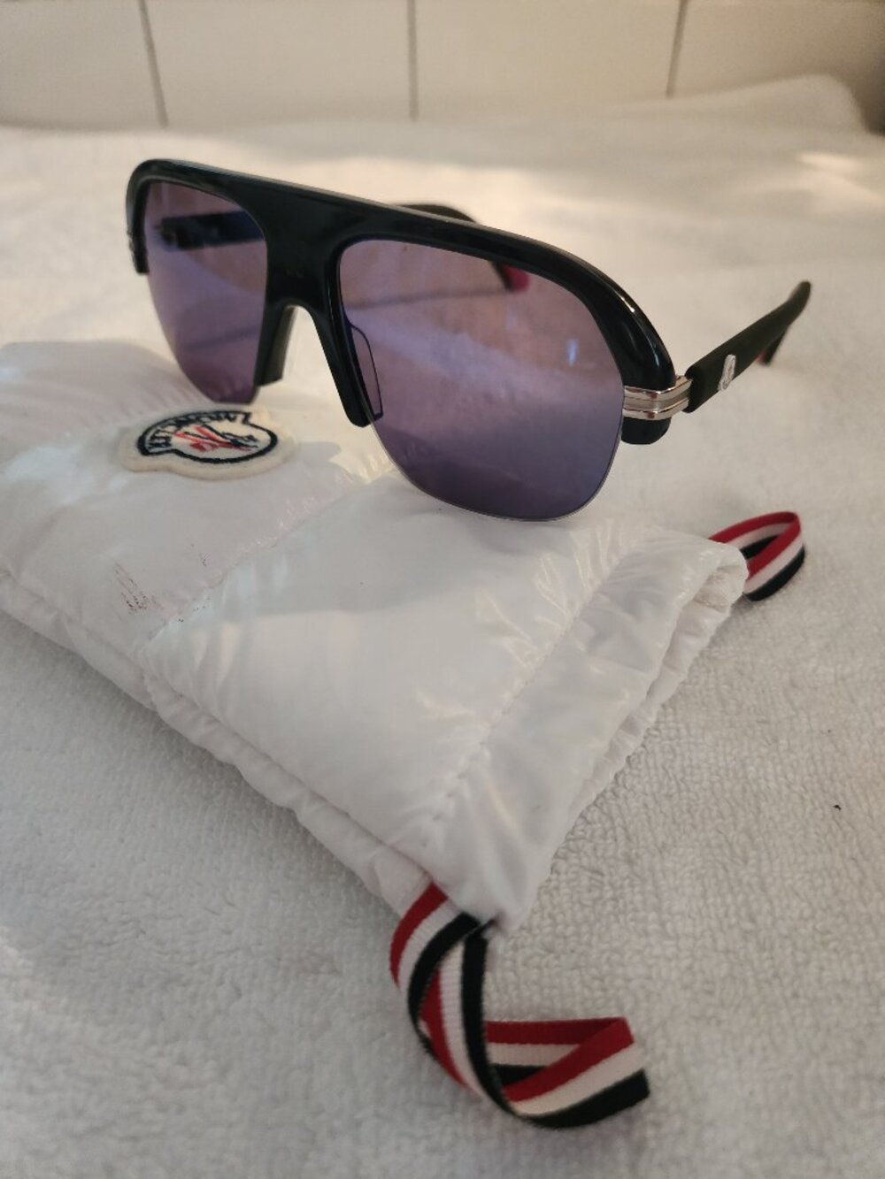 Moncler Lodge ML0267 Men's Shield Pilot Sunglasses Blue Mirror Worn Once